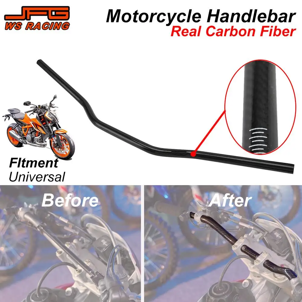 

Funparts Handle Bar Universal 7/8" 22mm Handlebar Carbon Fiber Hand For KTM HONDA BMW Motorcycles Accessories Dirt Pit Bike Part