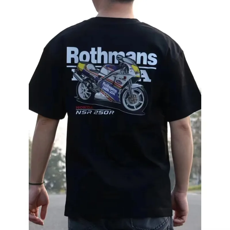 

2025 Printed Honda Two Punch Fire Chariot NSR250P4 Loften HRC Co Branded Cotton Heavy Casual Quick Drying Short Sleeve