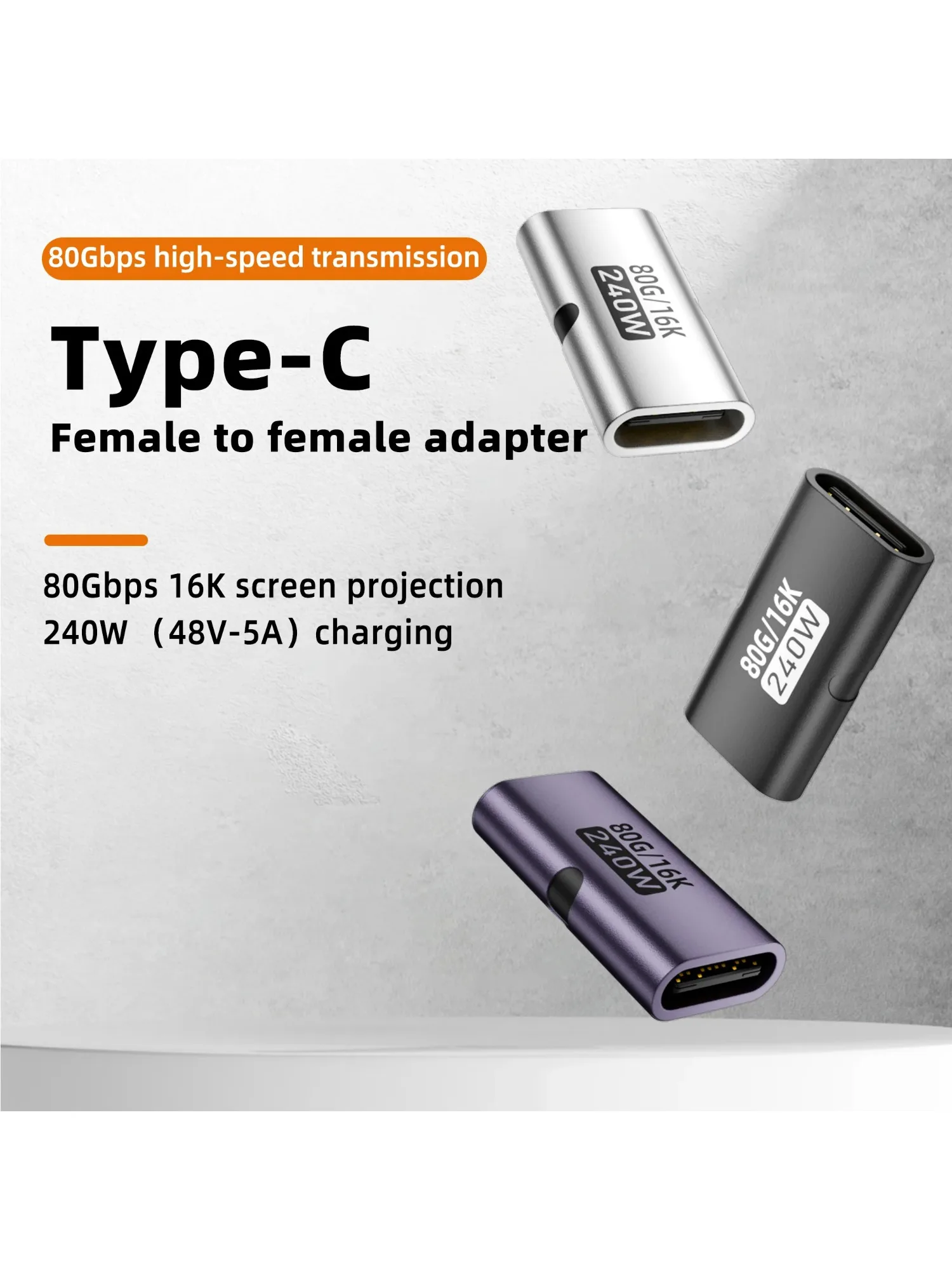Adapter USB-C żeński-żeński PD 240W, 80 Gbps, wysoka prędkość, 16K 60Hz - Kompatybilny z Thunderbolt 3/4, MacBook, iPad, HUB USB-C — 2