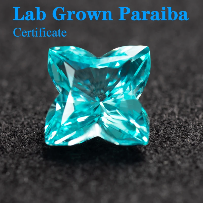 

Top Lab Grown Paraiba Four Cornered Plum Blossom VVS1 for Charms Beads Diy Jewelry Making Materials Selectable AGL Certificate