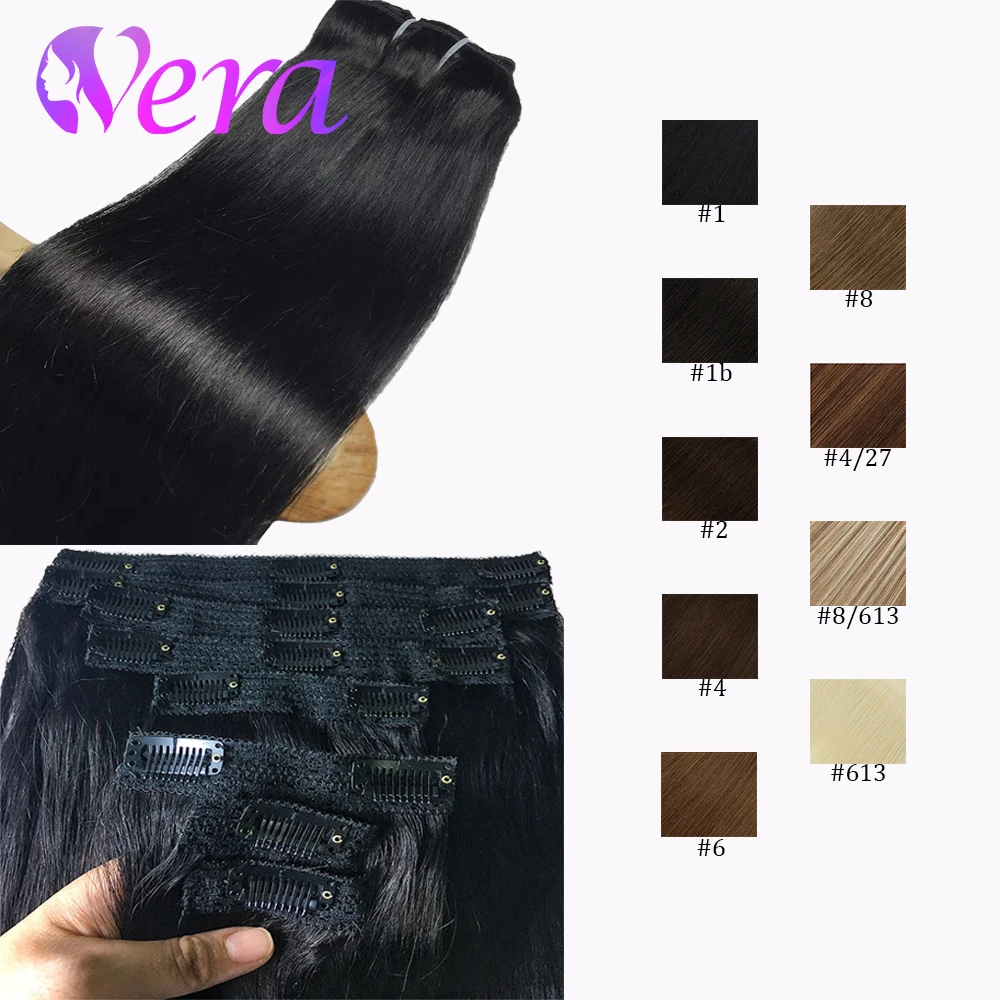 Straight Clip In Hair Extensions 120G Full Head Clip Ins For Women 100% Unprocessed Brazilian Virgin Human Hair Clip Ins 8Pcs