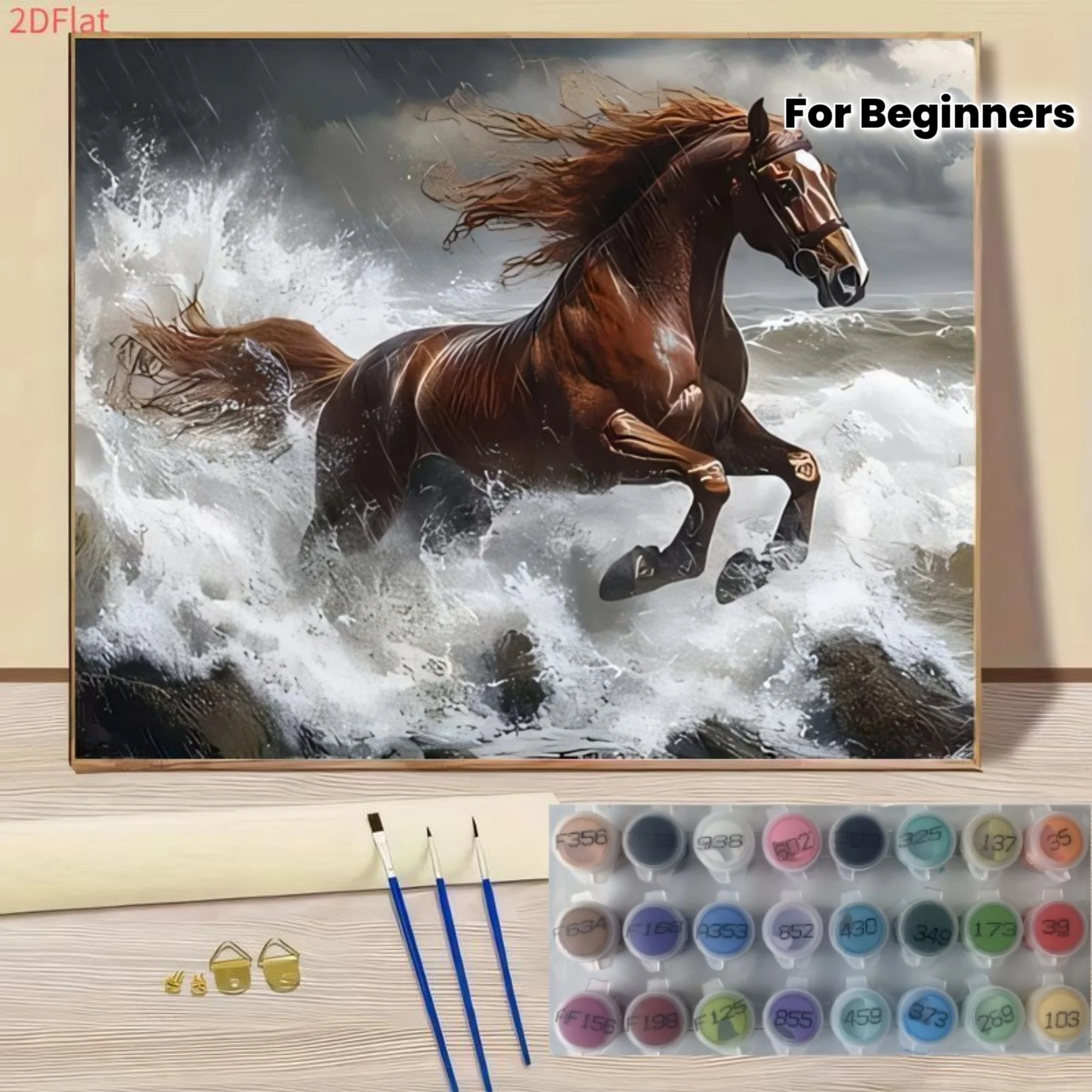 Professional Art Use) 2D Flat Plane, 1pc Frameless Digital Oil Painting Kit for Beginners, DIY Adult Paint by Numbers Kit, Inclu