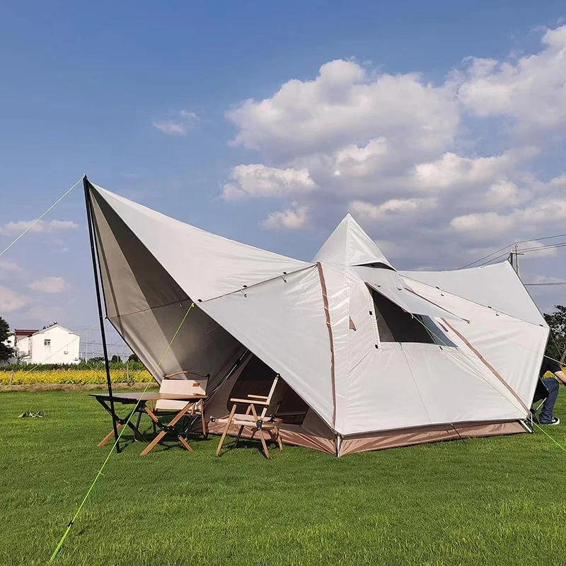 

Custom Made Tenda Camping Anti-UV UPF 50+ Portable Waterproof Luxury Glamping Outdoor Indian Pyramid Teepee Tipi Tent For Adults