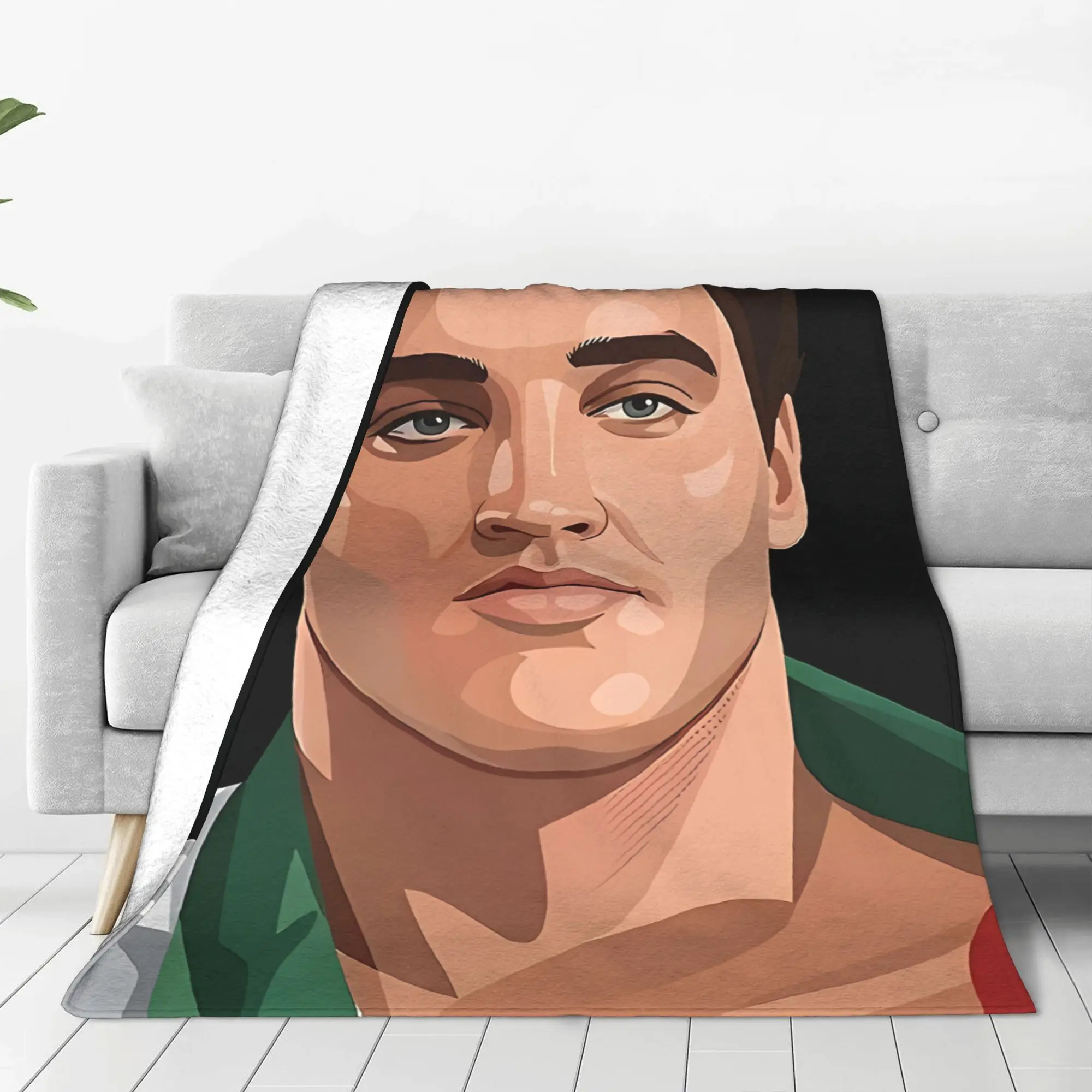 1PC Home Cute Room Decor Vector Potrait Blanket Throw Blanket E-Elvis Novelty Warm Blanket All Season