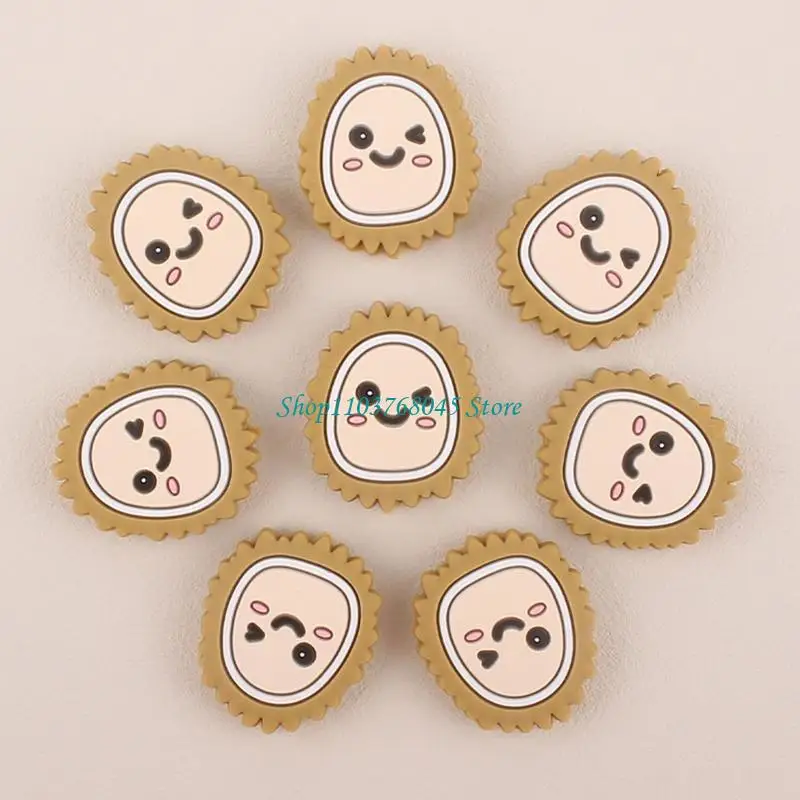 R53F 1pc Silicone Beads Teether Cartoon Durian Baby Molar DIY Teething Toy Pacifier Chain Jewelry Accessories for Toddlers