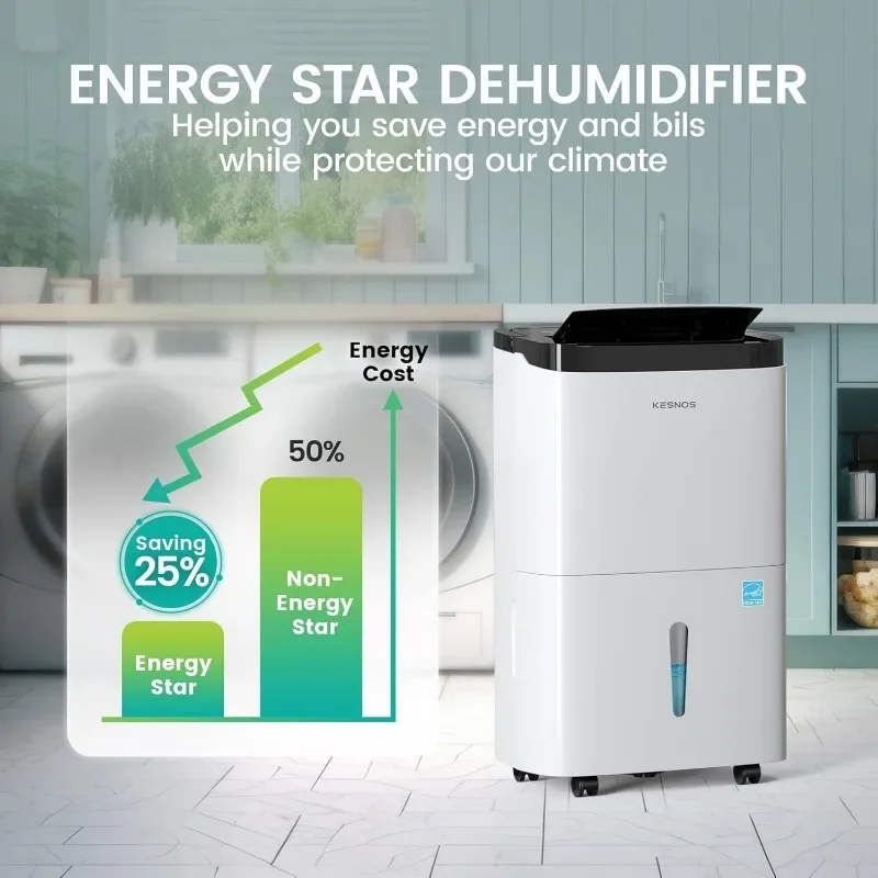 Kesnos 150 Pints Energy Star Dehumidifier with Pump for Home, Basement with Drain Hose & Large Tank, Ideal for Large Spaces up