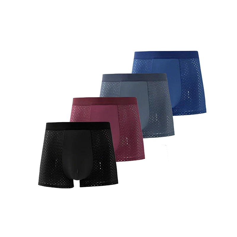 

4 Pcs Men's Mesh Breathable Boxer Briefs Seamless Waistband U-Convex Trunks Quick-Dry Comfortable Male Underpants S-XL