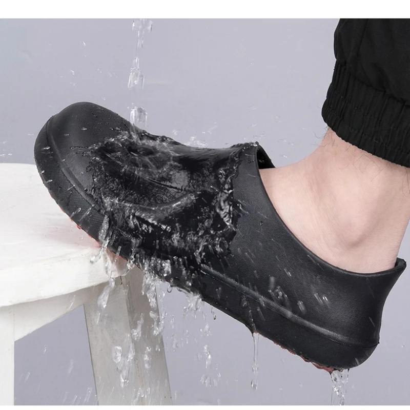 Mens Kitchen Chef Shoes Waterproof Garden Clogs Closed Toe Half Shoes Rubber Slippers Restaurant Hotel Working Summer Beach