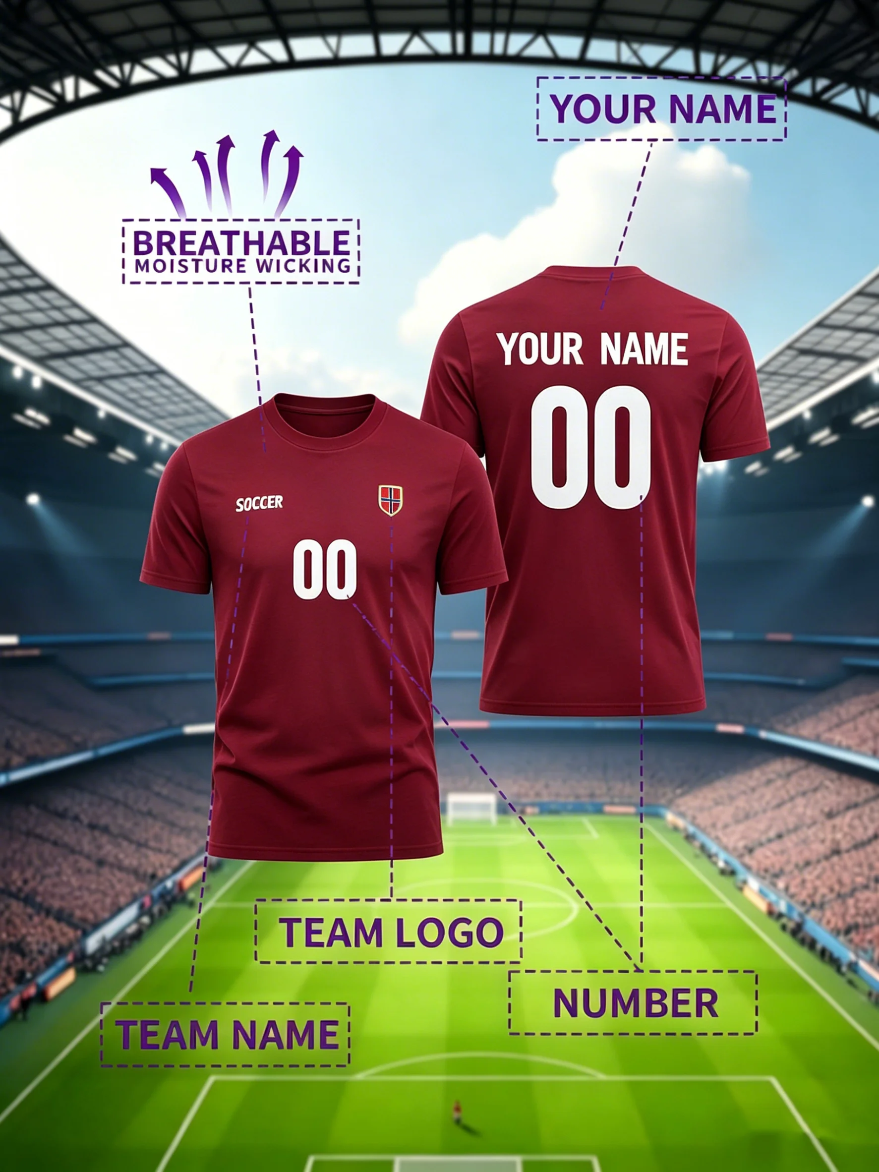 Customize Your Favorite Football Team Player Cothing Pattern Personalized Fashion Cotton T-Shirt Casual Loose Sport Top Soft Tee