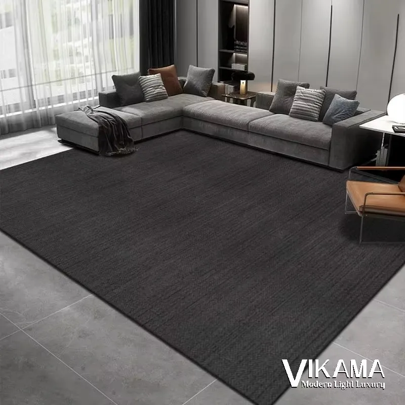 VIKAMA Minimalist Black Luxury Carpet Premium Solid Color Style Living Room Modern Home Decoration Bedroom Washable Floor Mat