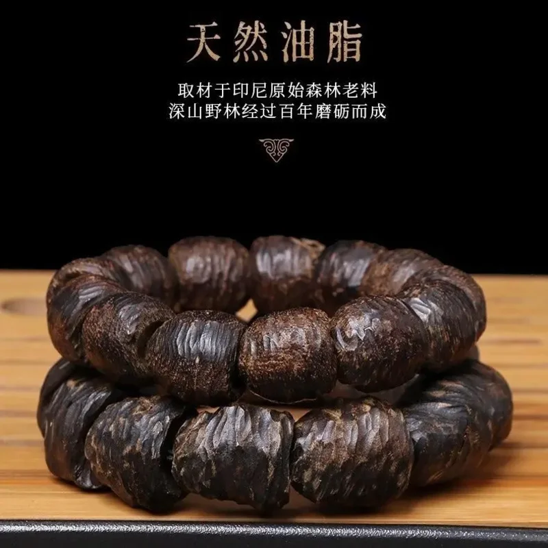 High oil submerged type Tarakan agarwood bracelet wild old materials matching high-end bracelet gift