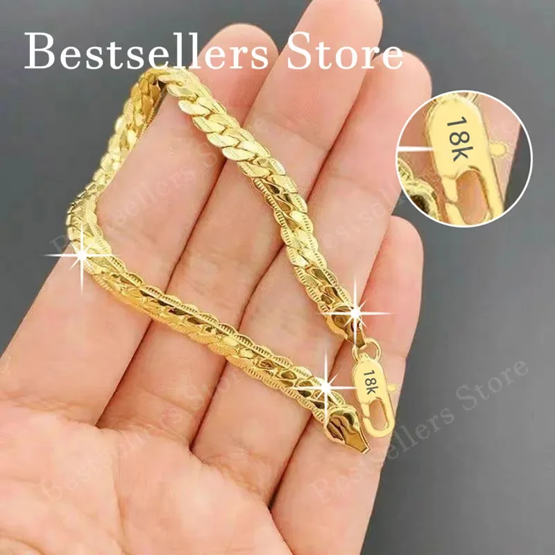 Pulsera de Plata de Ley 925 y Oro de 18K de 5 mm con Grabado - Moderna para Hombres y Mujeres, Encantadora, Regalos de Boda y Joyería