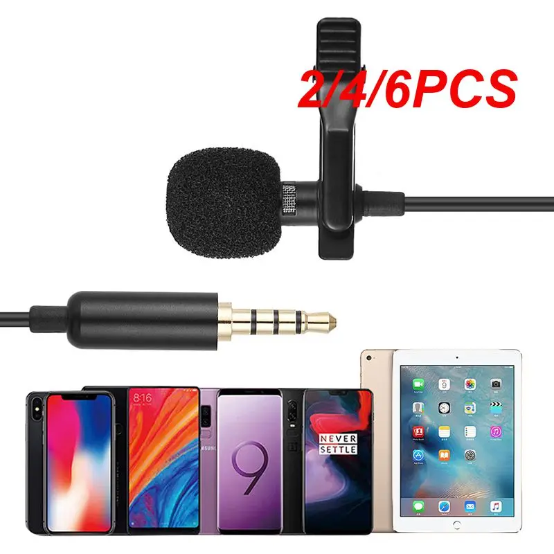 2/4/6PCS Portable 3.5mm/Type C Mini Microphone For Phone Clip-on Lapel Lavalier Professional Mic For PC Laptop Mobile Type C