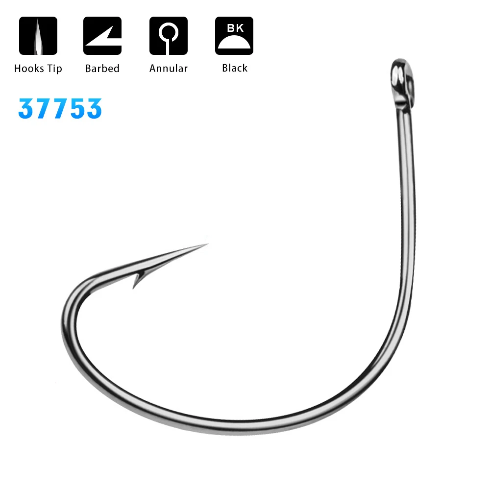 

Lot 100pcs Offset Fishing Hook 4#-2/0# High Carbon Steel Black Wacky Crank Worm Ultra Circle Fishhook Bass Trout Fishing Tackle