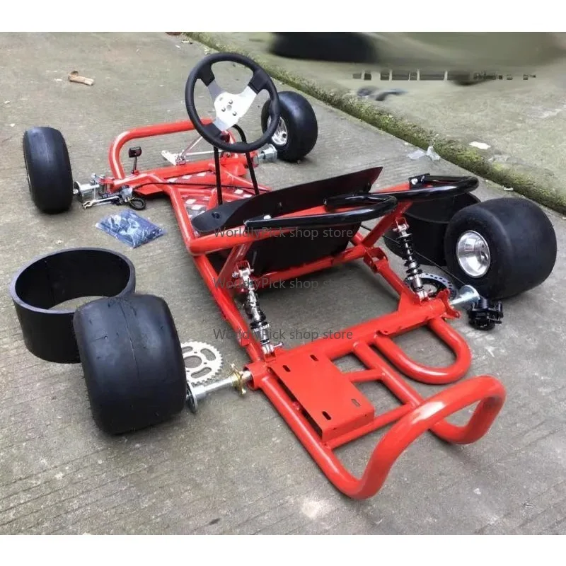 Set completo di accessori per kart Corpo telaio Sterzo anteriore Asse posteriore con pneumatici da 5 pollici - Attrezzatura da corsa completa per kart