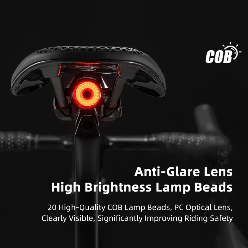 rockbrosスマートブレーキリアライト振動感知自転車テールライトアルミ製type-c-mtbロード警告自転車サイクリングテールライト