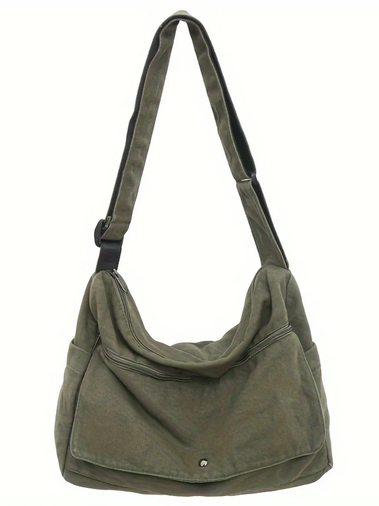 4-Color Large Capacity Canvas Crossbody Hobo Bag - Durable, Adjustable, Trendy Sling