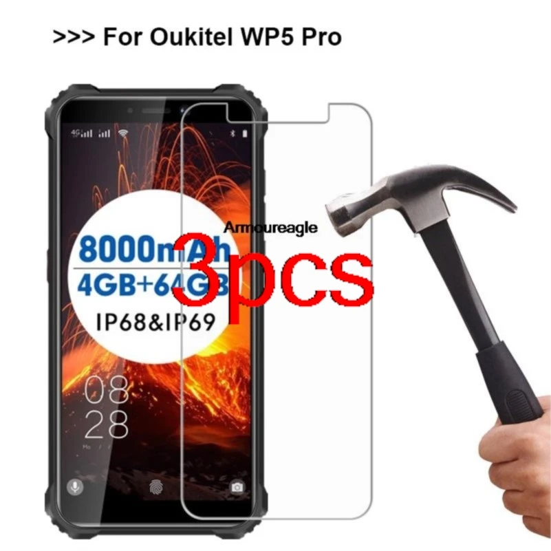 3pcs 9h protective glass film clear hd guard on for oukitelwp5 pro tempered glass oukitel wp5 pro 5.5 screen protector cover