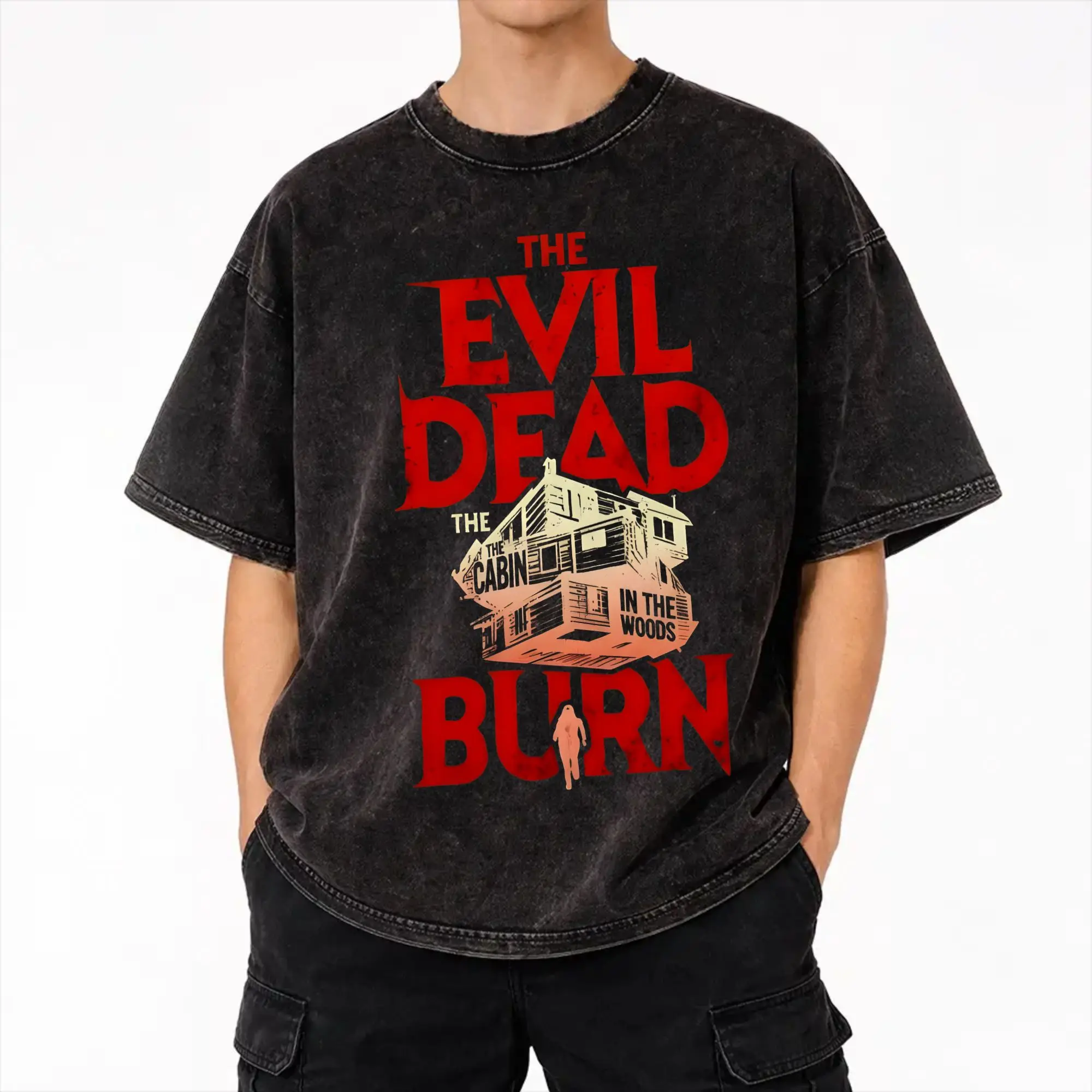 evil dead burn 2026 T Shirt Hip Hop Washed Cotton Harajuku T-Shirts  Retro for Men Women Streetwear Summer Tee Shirt