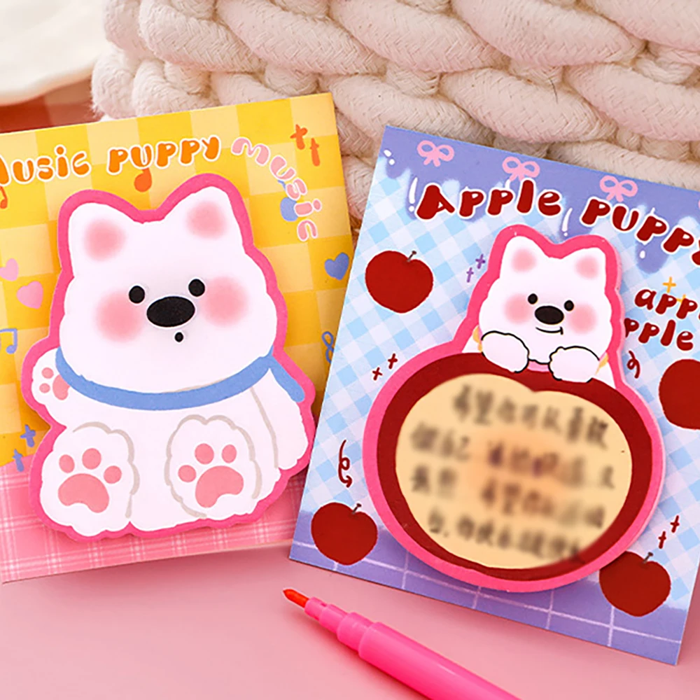 1 pc sélectionnez au hasard une note autocollante en forme de dessin animé, chien mignon dopamine, notes de message pour étudiant