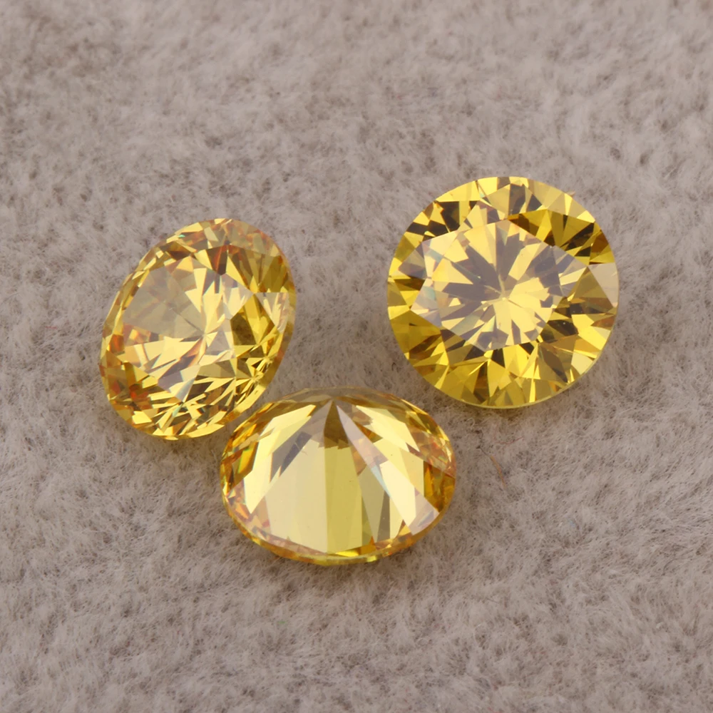 

5A 0.8mm-3.0mm Golden Yellow Diamond Round Brilliant Cut Cubic Zirconia Gemstone