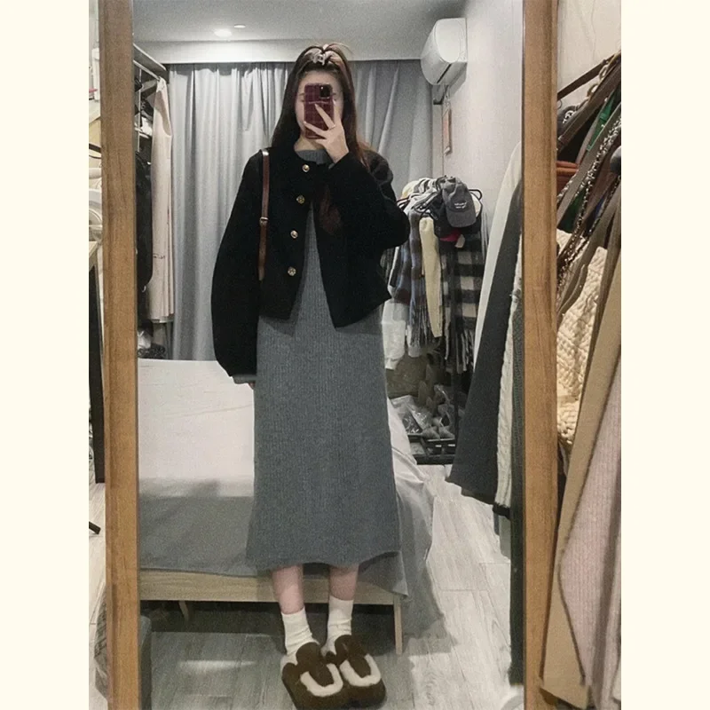 Premium black short woolen coat women's autumn and winter clothing new Korean versatile and thin small fragrant woolen coat