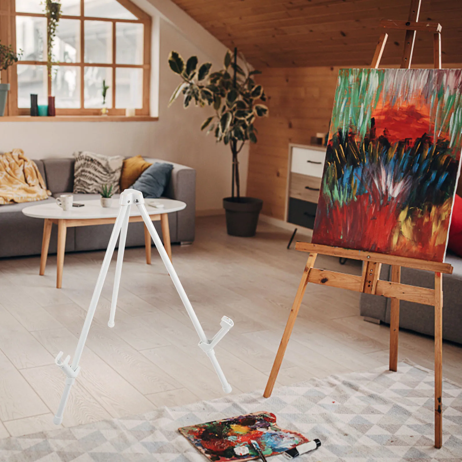 حامل حامل حديدي متين رف عرض صغير محمول للوحات والصور وبطاقات الفن وحامل الزينة للعرض