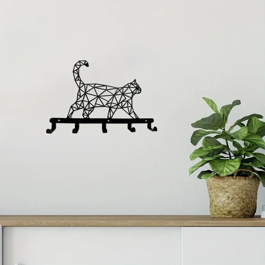 

Crafts 1pc Metal Hollow Cat Coat Rack, Wall Mounted Coat Hanger, Multifunctional Coat Hat Key Rack Hook, Towel Rack