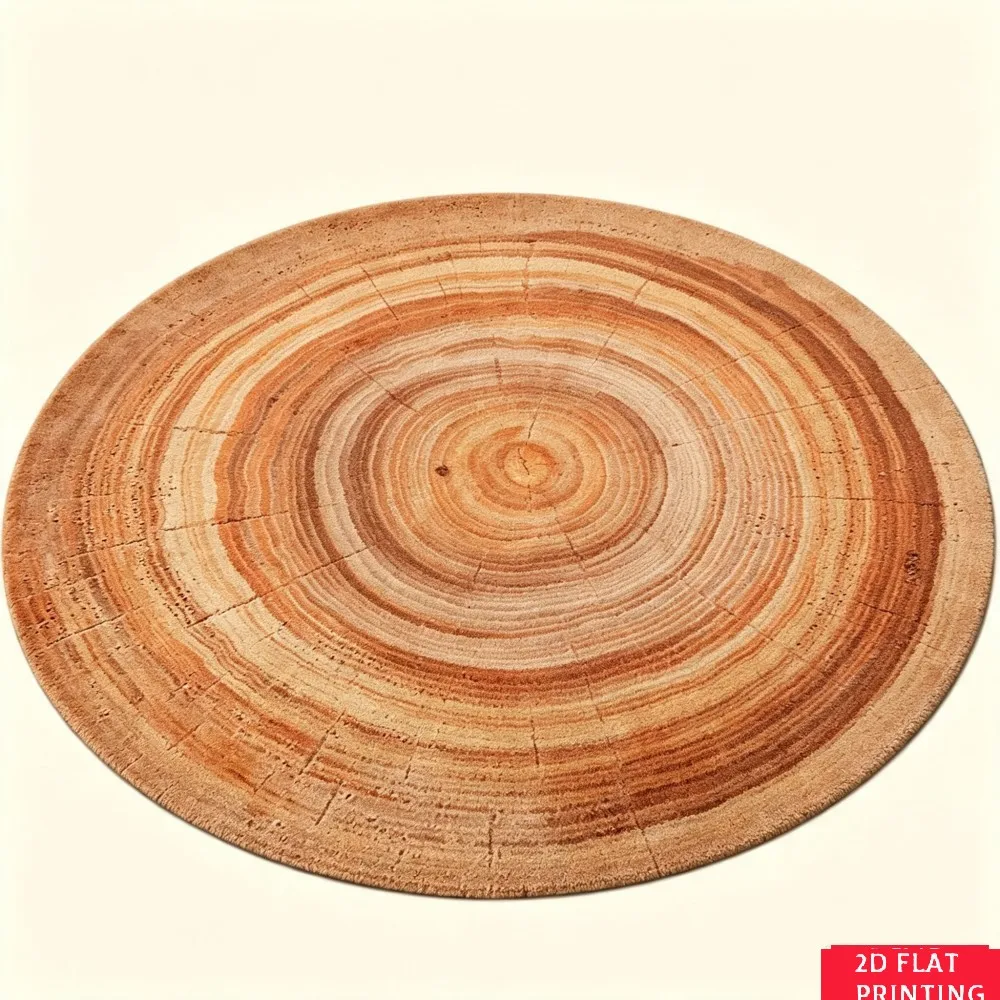Rustic Tree Stump Growth Rings Natural Wood Grain Round Rug For Cabin Living Room Featuring Organic Texture Carpet Earth