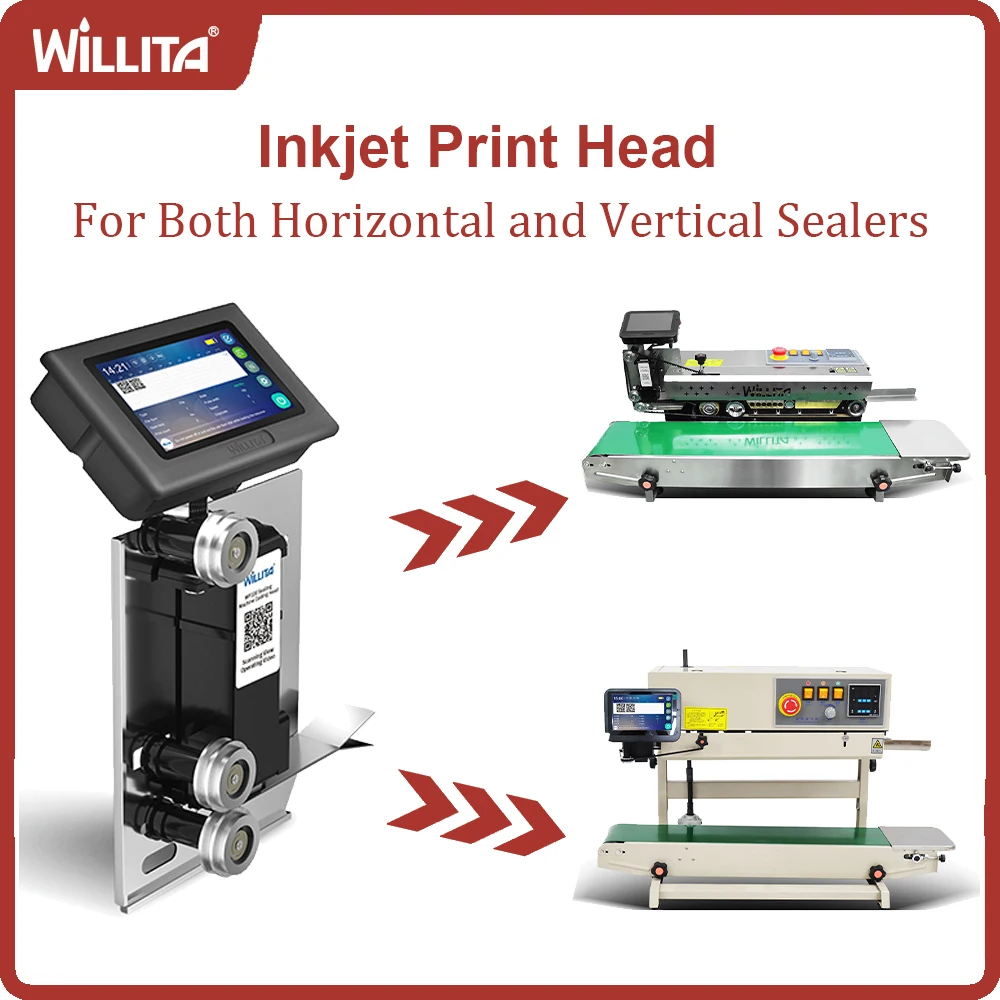 Willita Inkjet Printer For Printing Expire Date Production Batch Installed On Automatic Continuous Sealer Heat Sealing Machine