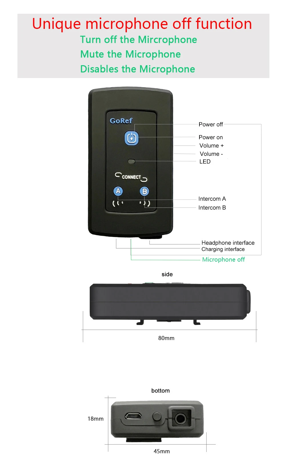 Oreillette Bluetooth Goref pour interphone d'arbitre de football pour 4 arbitres