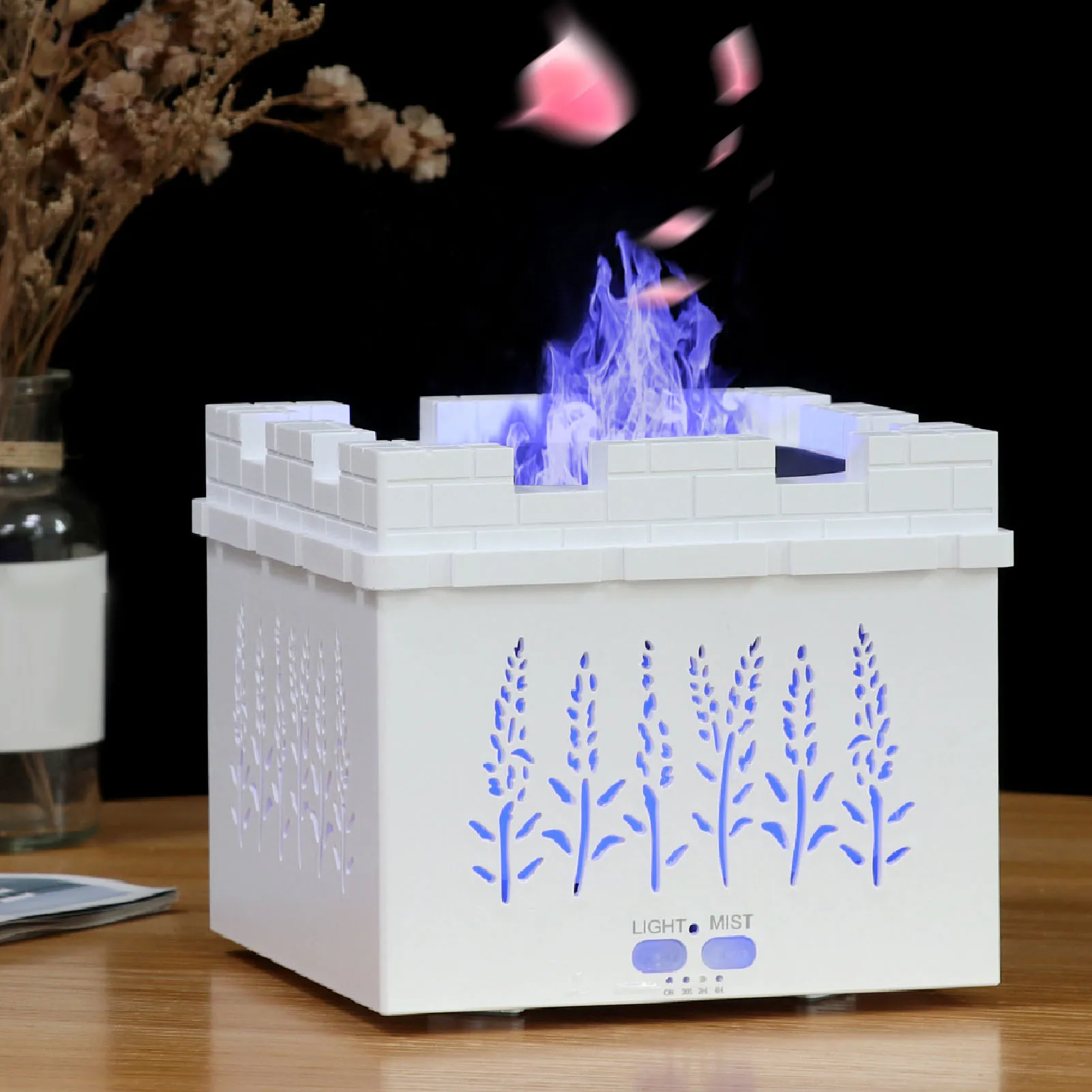 Flame Diffuser Humidifier Quiet Colorful Light 400ml Scent Diffuser Machine with Timer Function for Home Bedroom Office