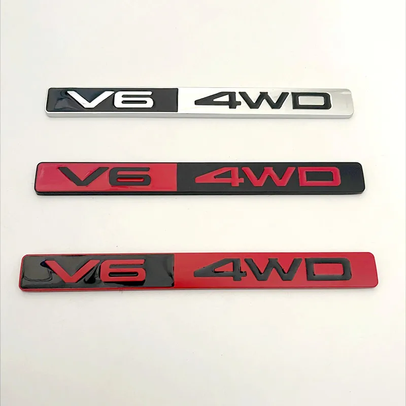 3D Metal V6 4WD Logo Car Sticker Rear Trunk Fender Emblem Badge Decals For Toyota HIGHLANDER COROLLA RAV4 Camry CROWN PRIUS REIZ