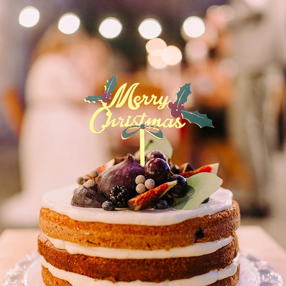 

5Pcs Christmas Style Acrylic Cake Toppers for Holiday Cupcakes and Food Picks Cake Picks Cupcake Topper Dessert Toppers