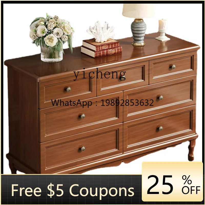 

ZZYx Chest of Drawers Solid Wood American Storage Cabinet Living Room Bedroom Locker Chest of Drawers