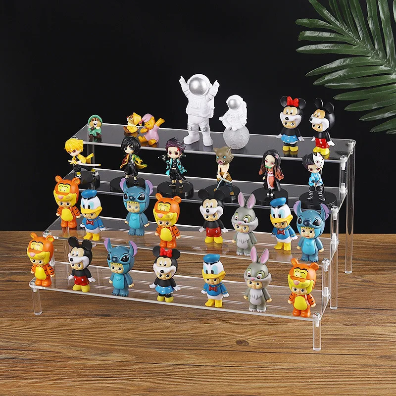 1-5Tier Acrylic Display Riser Stand,Clear Display Shelf for Cupcake,Perfume Holder Cosmetic Doll Organizer Amiibo Funko Figures