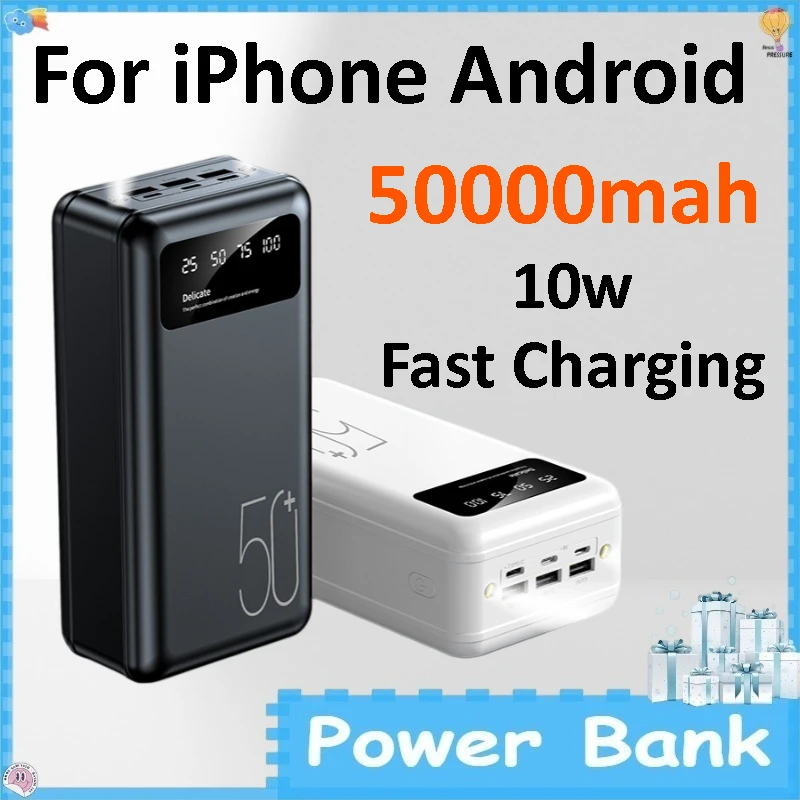 

Outdoor Camping 50000mAh Power Bank High Capacity Fast Charging Portable External Battery Pack Universal Charger for IOS Android