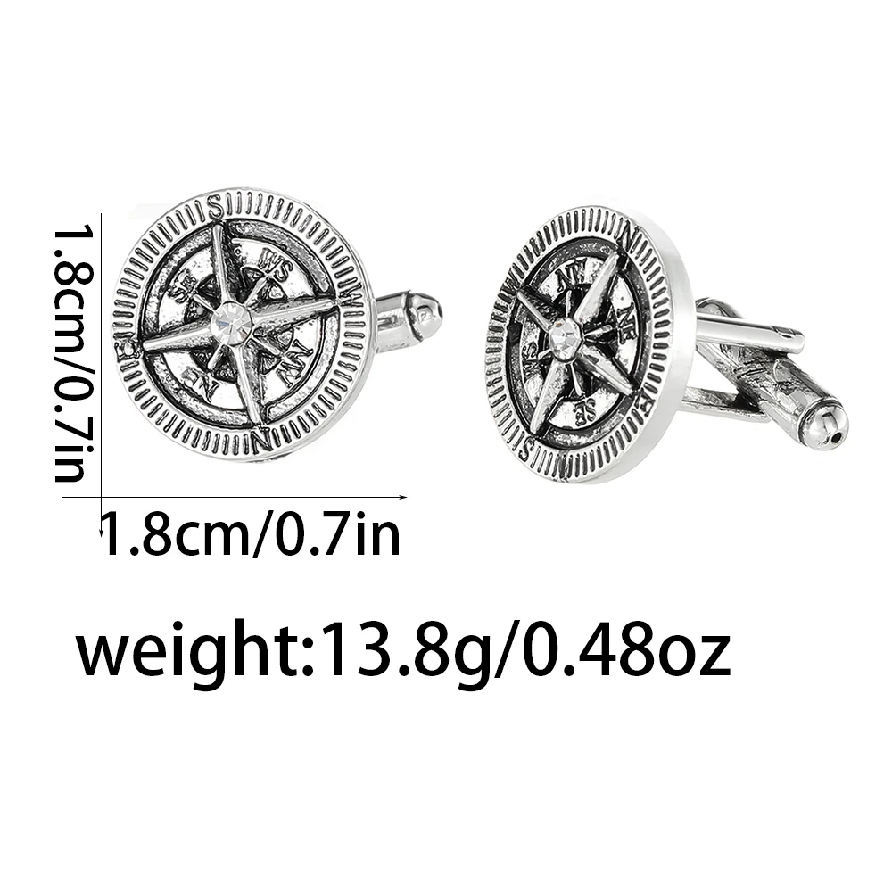 أزرار أكمام مستديرة بتصميم بوصلة رجالي عتيقة لبدلة القميص وبلوزة سهرة لتزيين المجوهرات