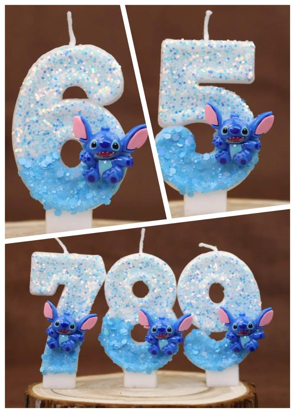 2026 شمعة رقمية زرقاء وبيضاء بغرزة كرتونية ساخنة 0-9 مناسبة لحفلات أعياد الميلاد وديكور الكيك وحفلات الذكرى السنوية ﻿