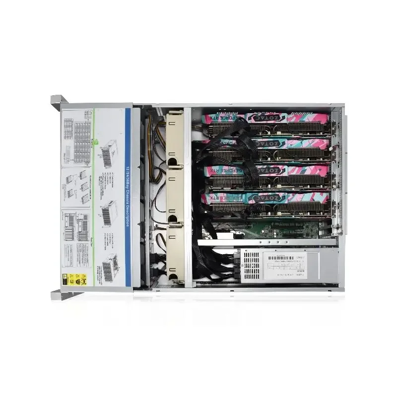 for Hot Sell 2pcs Xeon CPU and  GPU Servers Support 3060 3070 3080 AI Deepl-learning Rendering ALEO Sever DIMM  Computer Case