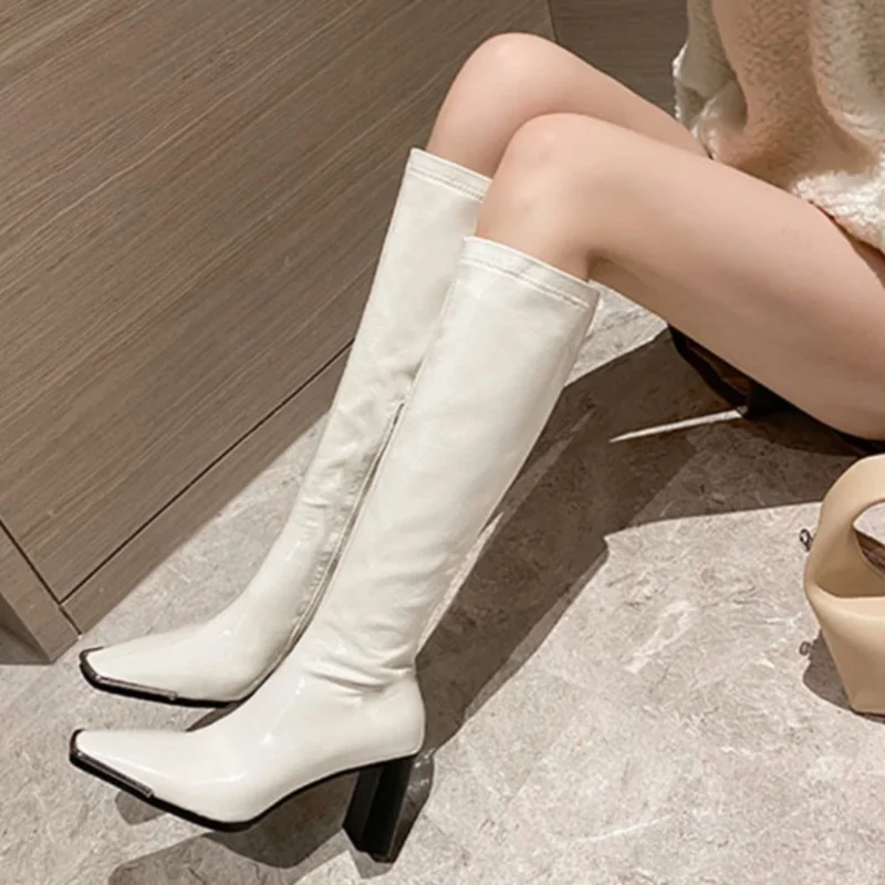 White Ankle Boots Leather Women\'s Shoes Winter Footwear Zipper Boots-Women Luxury Designer Low 2024 Rock High Heel Ladies Fashio