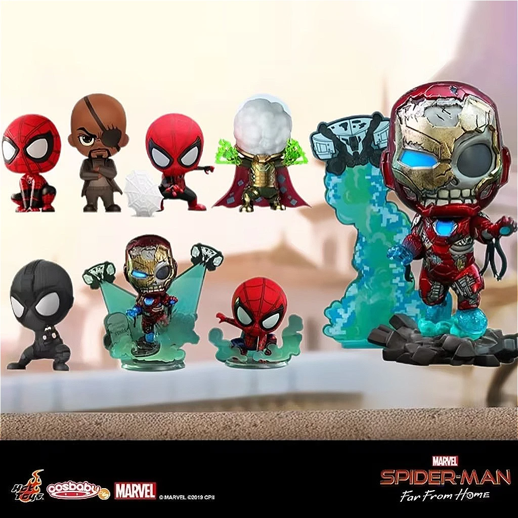 Hot Toys Cosbaby Marvel Action Figure Avengers Super Hero Spider-Man Iron Man Mini Collection Model Ornaments Boys Surprise Gift