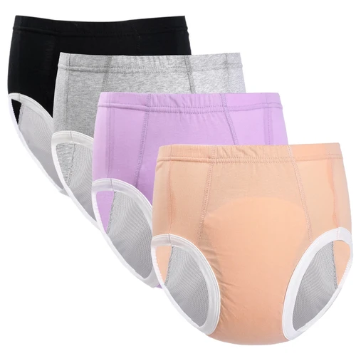 Pañales extraíbles para adultos de 4 colores, pantalones, pañal de tela lavable para incontinencia, pañal de tela de algodón puro cómodo a prueba de fugas para ancianos