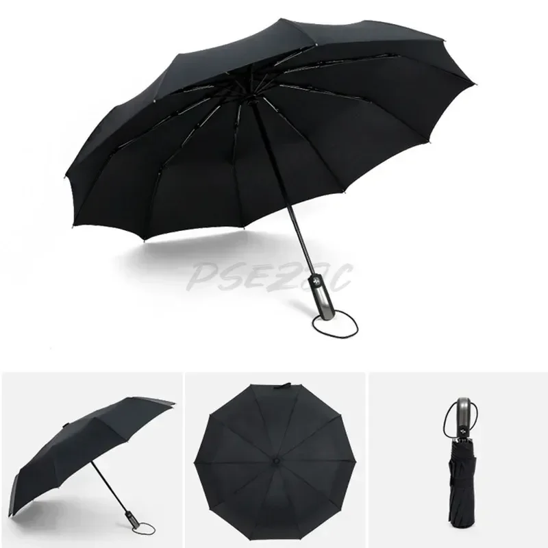 Wind Resistant Fully-Automatic Umbrella Rain Women For Men 3Folding Gift Parasol Compact Large Travel Business Car 10K Umbrella