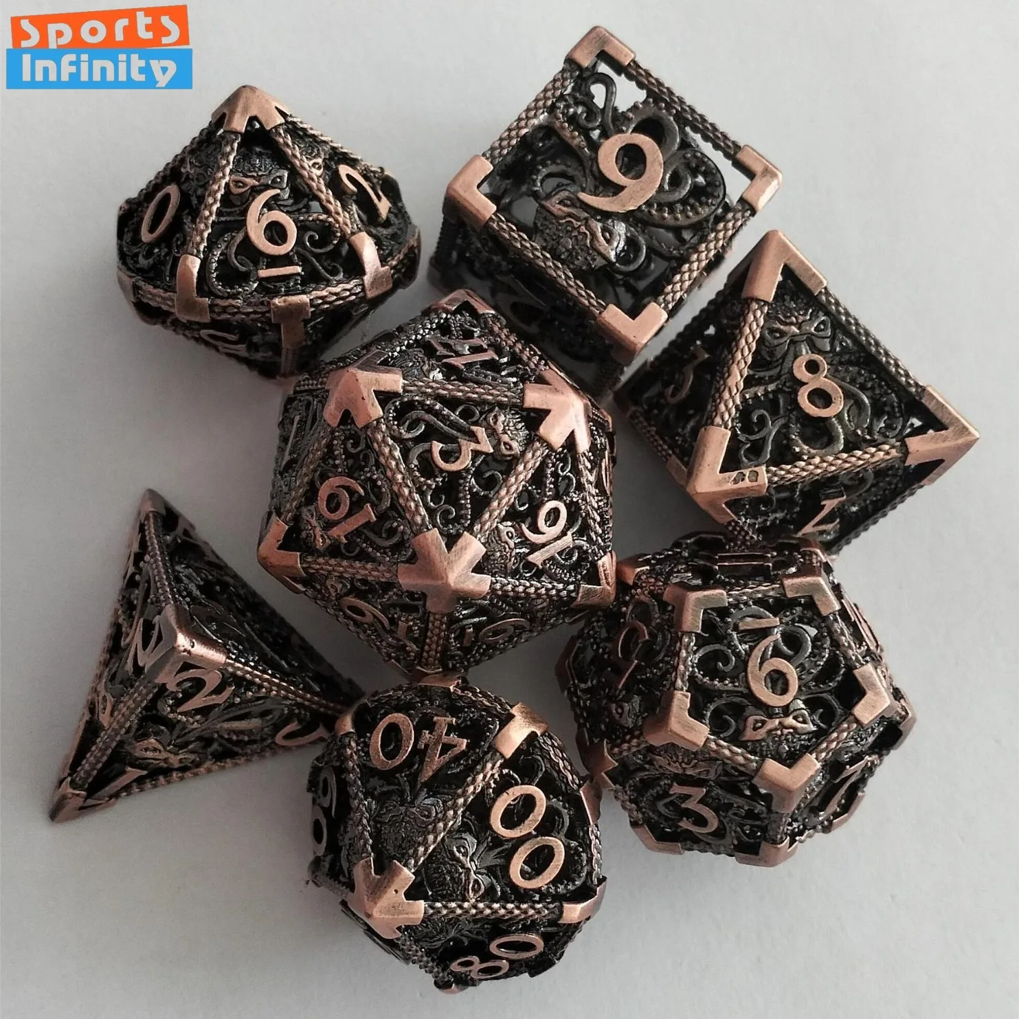 7 قطعة/المجموعة المعادن جوفاء الرقمية مجموعة نرد DND COC RPG متعدد السطوح مجلس لعبة تشغيل مجموعة النرد حفلة الترفيه DND مجموعة نرد #2