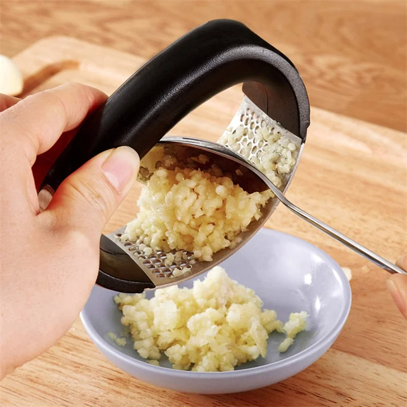 1 Pcs Garlic Press Crusher Rocker, Garlic Press Rocker Stainless Steel Ginger Crusher Squeezer Mincer Kitchen Gadget Tool