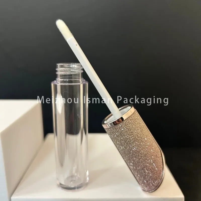 50Pcs glitter liquid lipstick packaging rhinestone gold luxury refillable empty lip gloss container tubes with wands brush 5ml