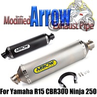 Factory Direct Motorcycle Modified Arrow  Suitable for Yamaha R15 CBR300 Ninja 250 Extended Dual Outlet 51mm Exhaust Pipe
