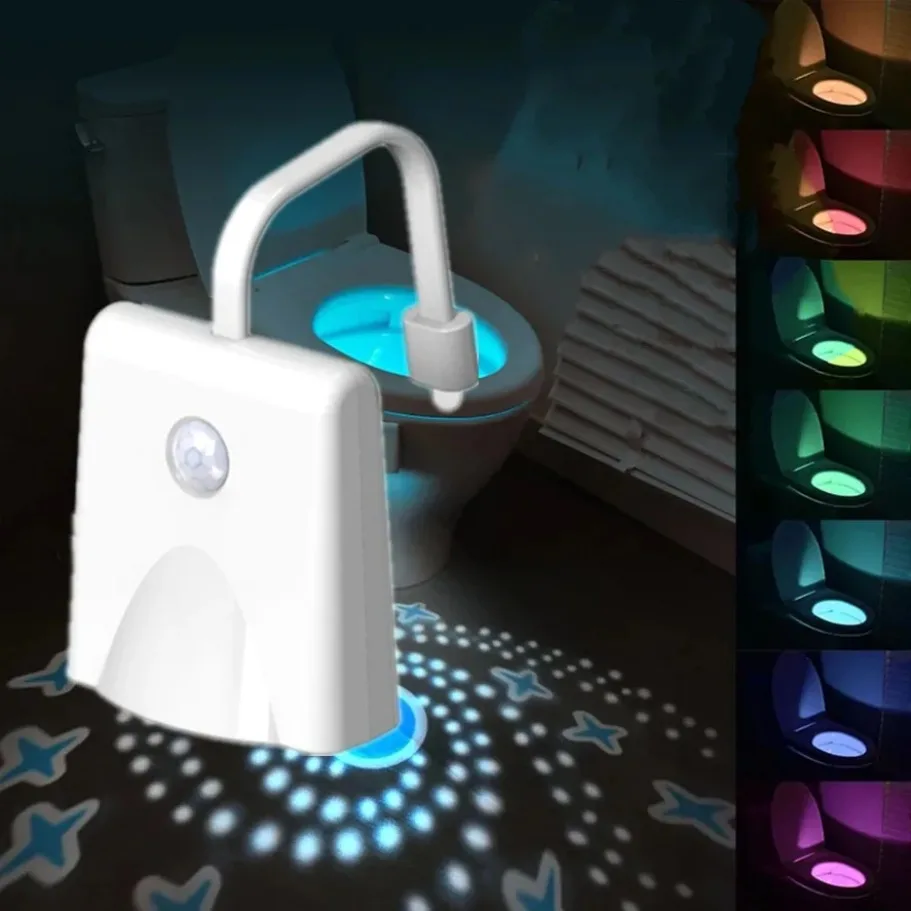 10 Color LED Toilet Projection Night Llight Human Intelligent Motion Sensing Light Toilet Waterproof Charging WC Dimming Light