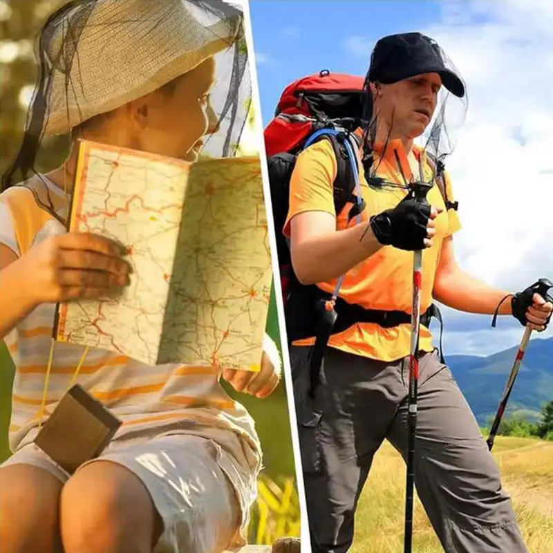 Topi Jaring Anti Nyamuk Pelindung Wajah untuk Mendaki, Berkemah, Memancing, Berkebun, Aktivitas Luar Ruangan, Bernapas, Pelindung Wajah